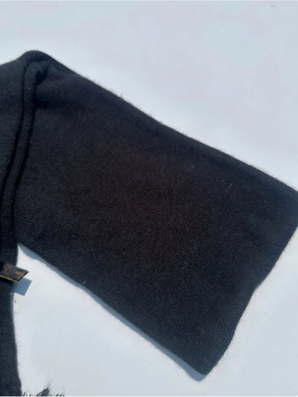 Rocawear Black Knit Fringe Scarf Embroidered Logo Winter Unisex